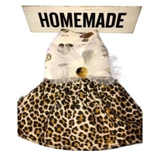 Handmade Cheetah Print/Mushroom Dog Dress- Size Small